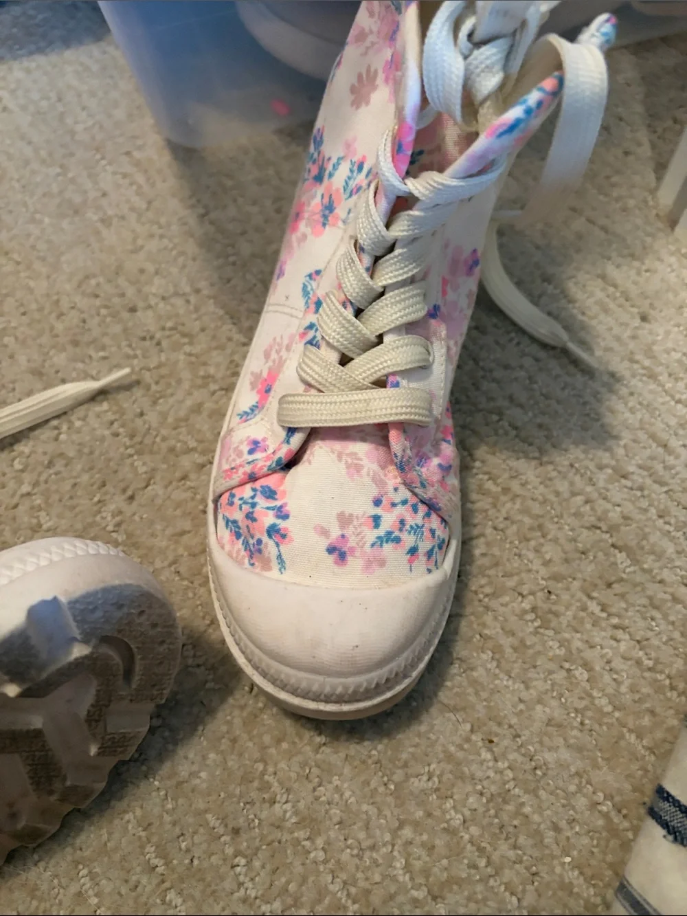 Kids Floral Lace-Up Ankle Boots - Pink & White